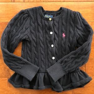 Polo by Ralph Lauren Navy Ruffle Sweater Girls 4